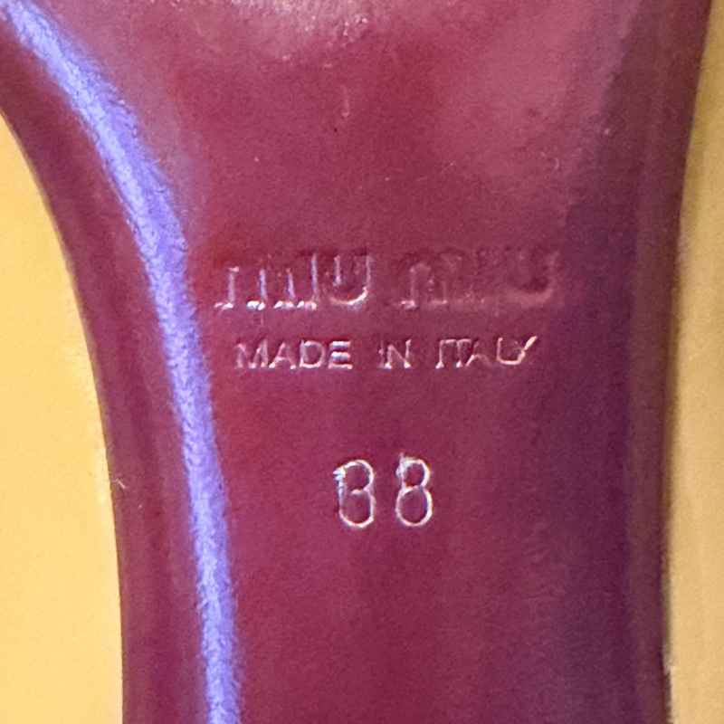 🍒 【Miu Miu】專櫃正品 經典焦糖裸色漆皮魚口粗跟鞋溫潤氣質、復古摩登 size:38/2F260131-1-13