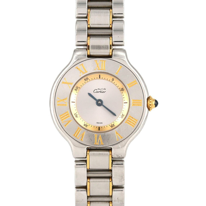 卡地亞 Must 21SM 雙色 W10073R6 SSxYG 石英錶-0