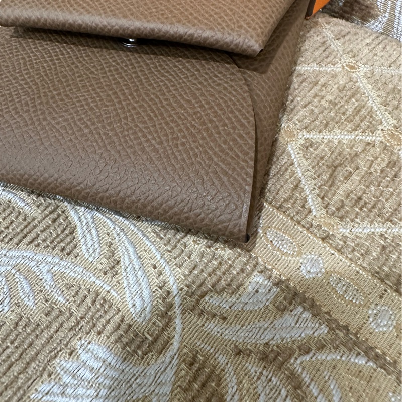 Hermes 栗子色拚薄荷綠Epson Bastia 銀釦零錢包-3