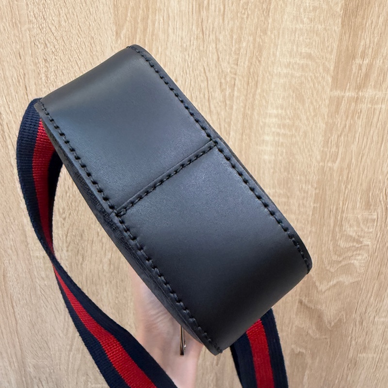 Gucci 黑灰PVC黑牛皮mini日字斜背包-6