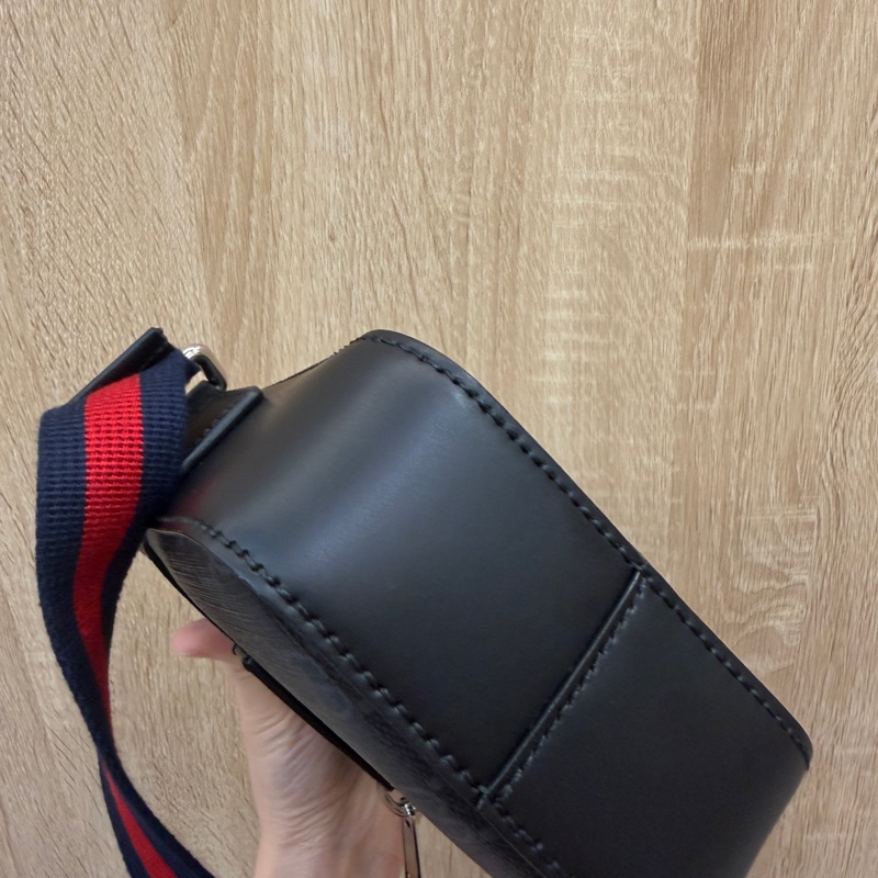 Gucci 黑灰PVC黑牛皮mini日字斜背包-7