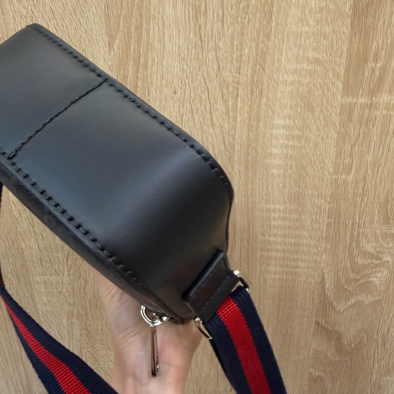 Gucci 黑灰PVC黑牛皮mini日字斜背包-8