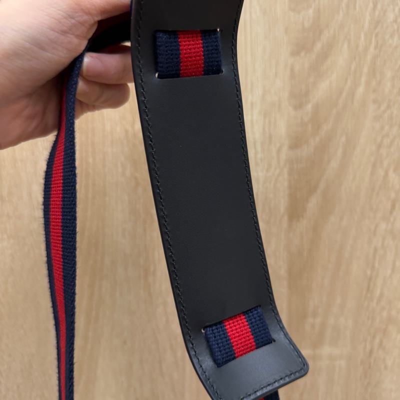 Gucci 黑灰PVC黑牛皮mini日字斜背包-13