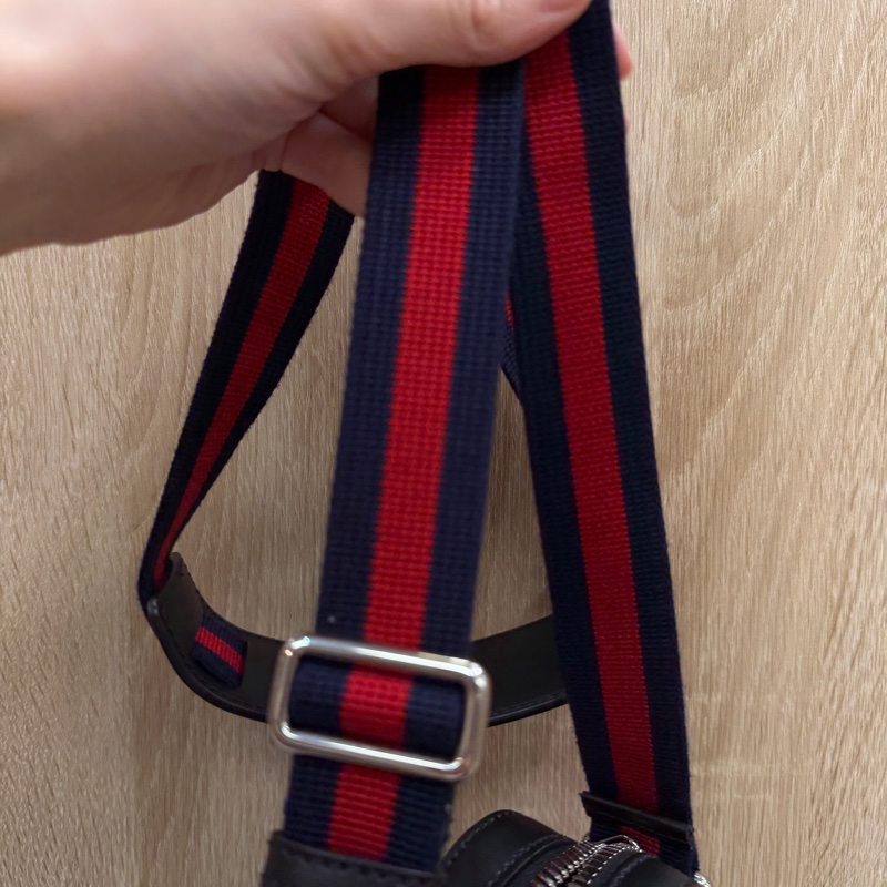 Gucci 黑灰PVC黑牛皮mini日字斜背包-14