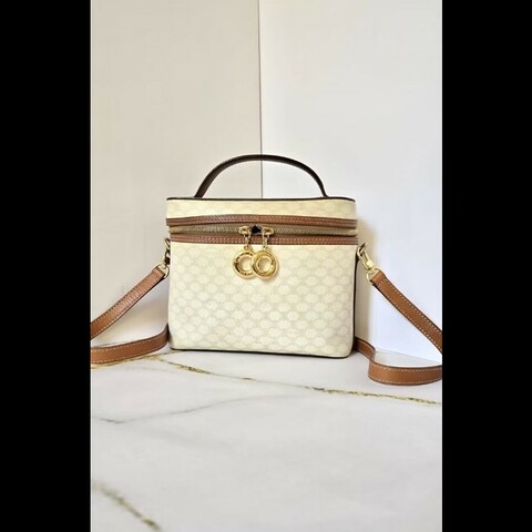 絕版古董包 Celine白色老花甜甜圈盒子包 斜背包 側背包 單肩包