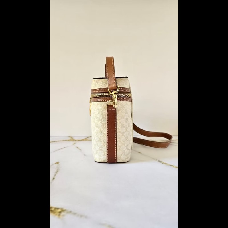 絕版古董包 Celine白色老花甜甜圈盒子包 斜背包 側背包 單肩包-3