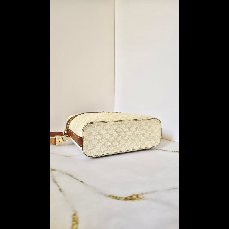 絕版古董包 Celine白色老花甜甜圈盒子包 斜背包 側背包 單肩包-4