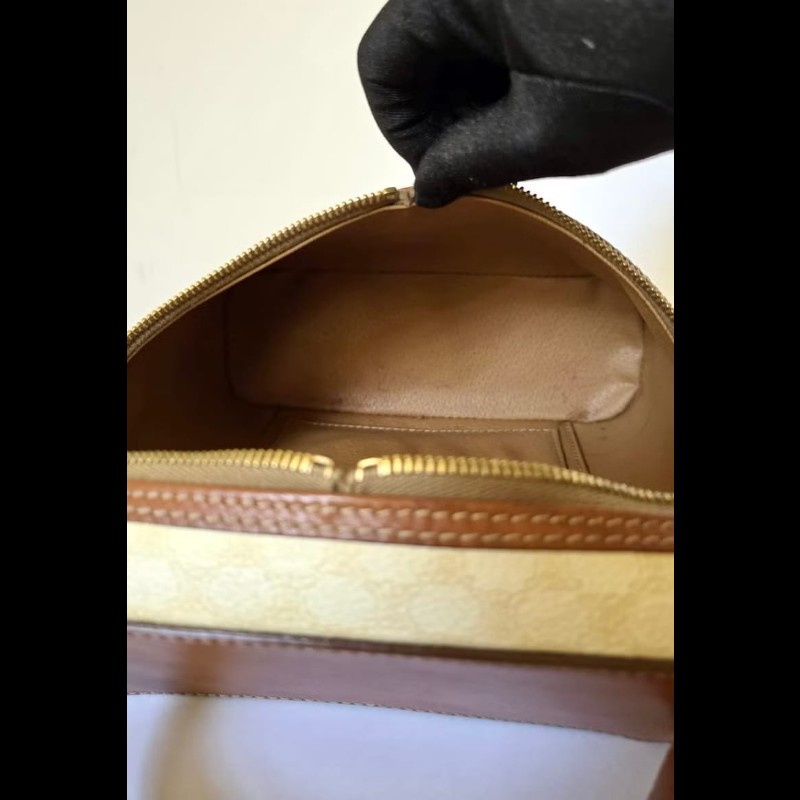 絕版古董包 Celine白色老花甜甜圈盒子包 斜背包 側背包 單肩包-7