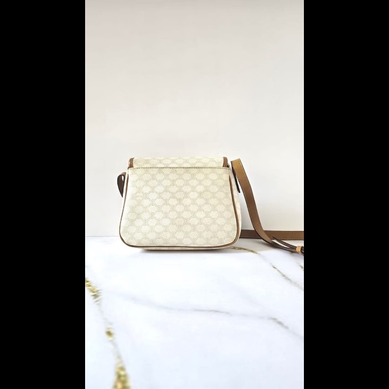 【LA LUNE】絕版古董包 Celine白色老花小南瓜 側背包 斜背包 單肩包 中古包-1