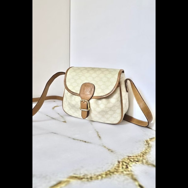 【LA LUNE】絕版古董包 Celine白色老花小南瓜 側背包 斜背包 單肩包 中古包-2