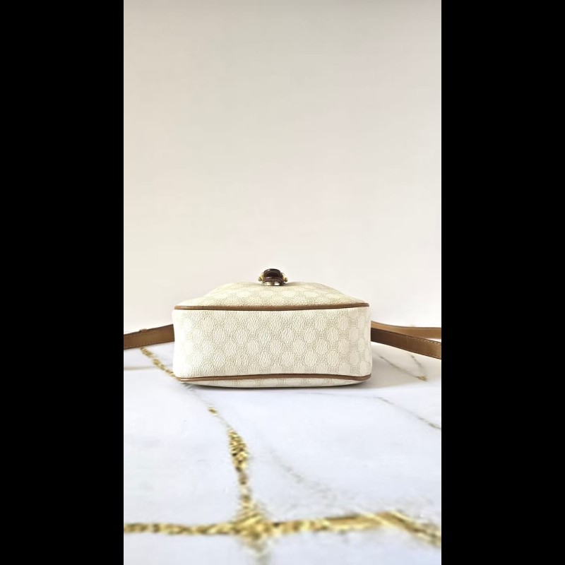 【LA LUNE】絕版古董包 Celine白色老花小南瓜 側背包 斜背包 單肩包 中古包-3