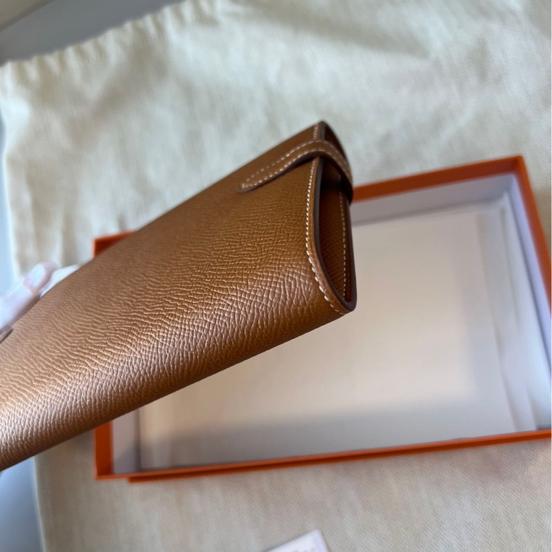 Hermes Kelly Wallet 金棕銀扣 長夾-5