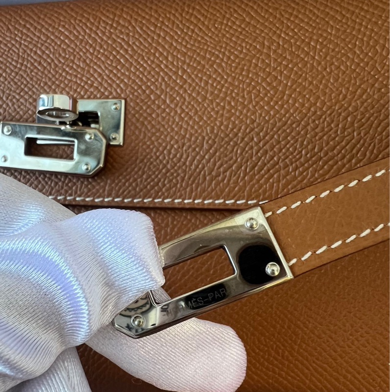 Hermes Kelly Wallet 金棕銀扣 長夾-7