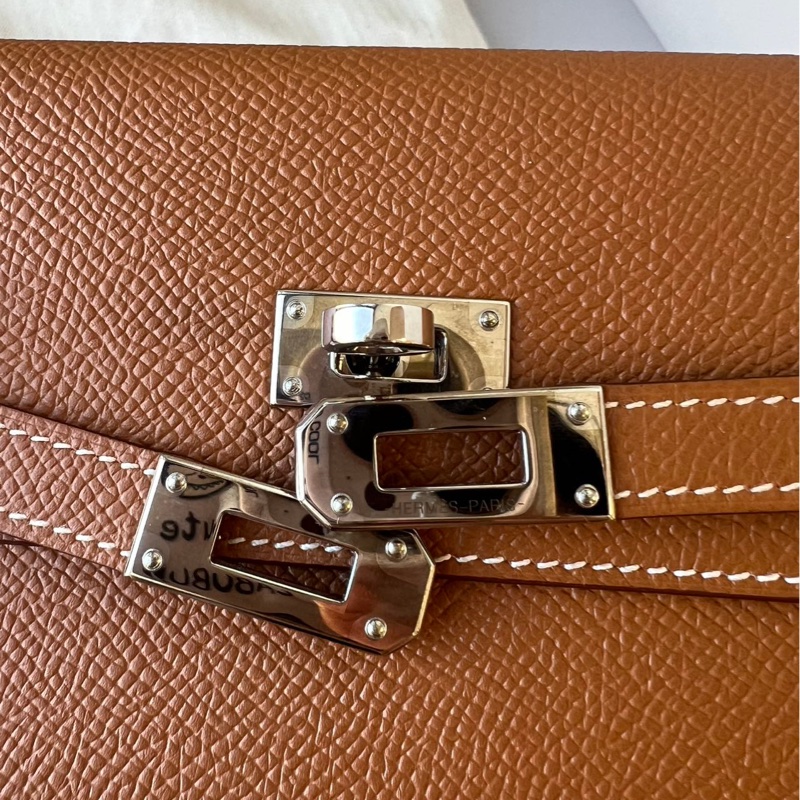 Hermes Kelly Wallet 金棕銀扣 長夾-9
