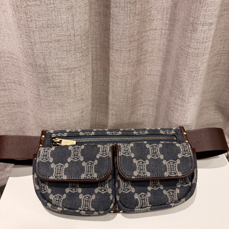 Celine 單寧牛仔凱旋門老花 腰包/胸包 、單肩包-0
