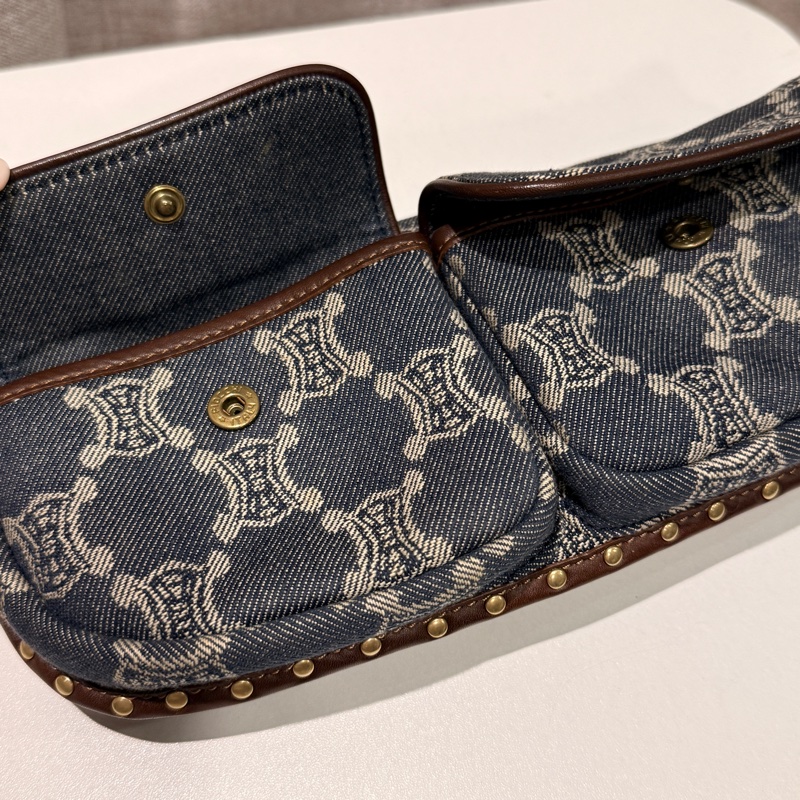 Celine 單寧牛仔凱旋門老花 腰包/胸包 、單肩包-4