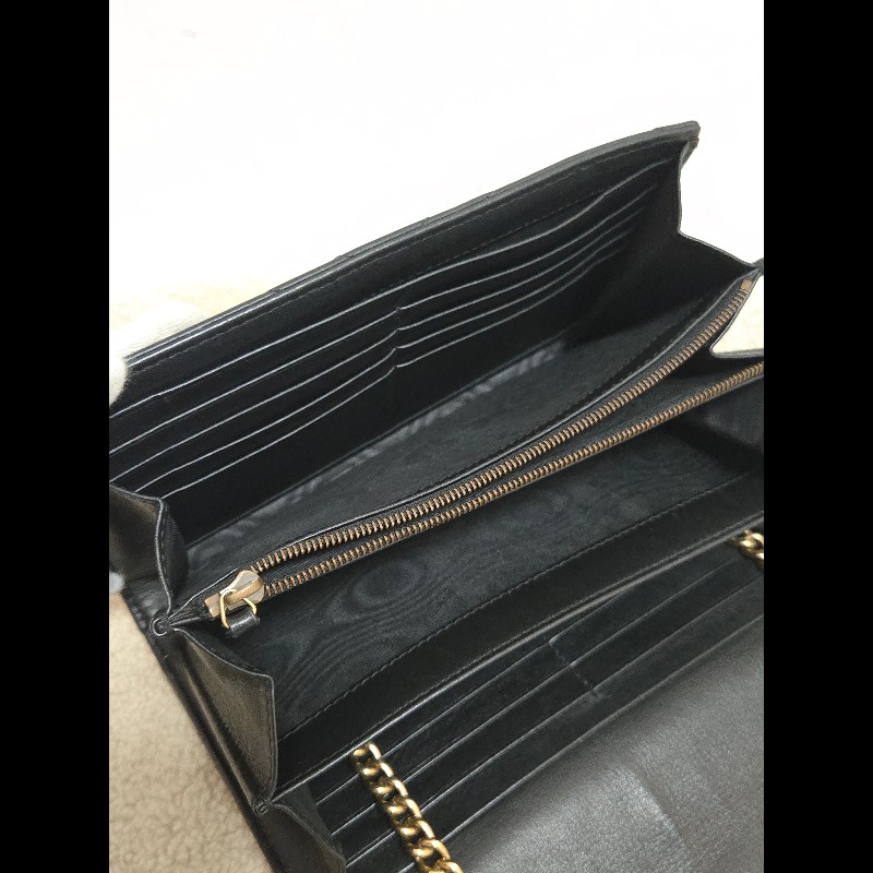 Gucci GG Marmont 黑金 WOC 鏈帶包 經典山形紋-32