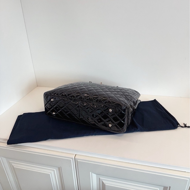 Chanel香奈兒 黑銀漆皮 tote托特-5