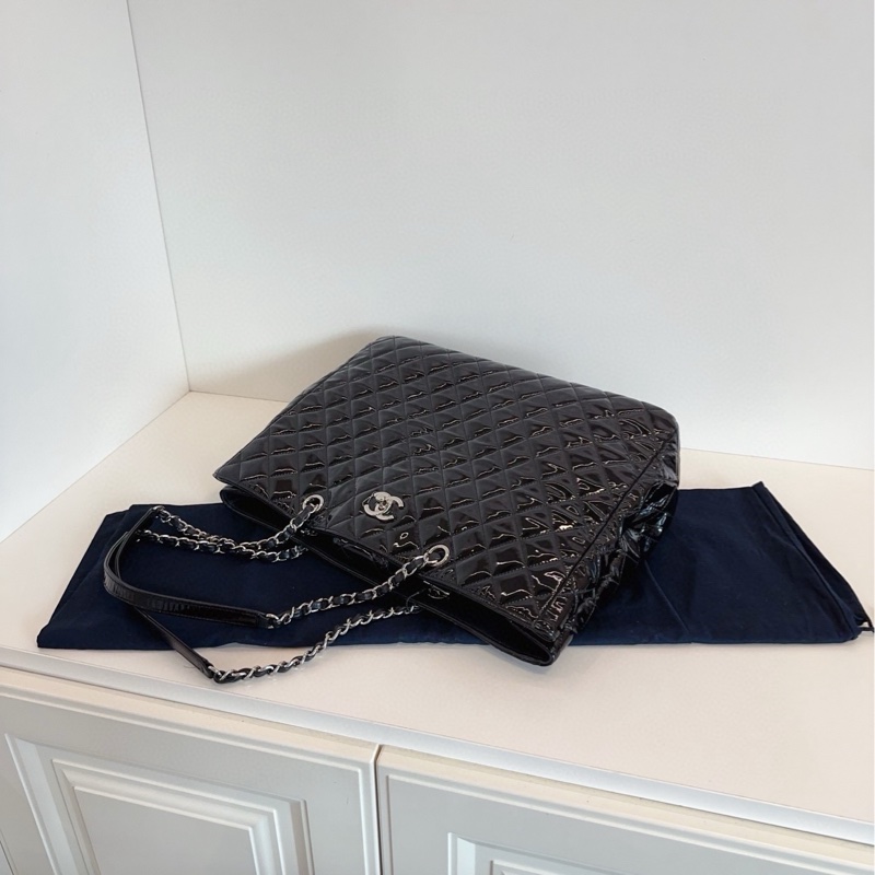 Chanel香奈兒 黑銀漆皮 tote托特-7