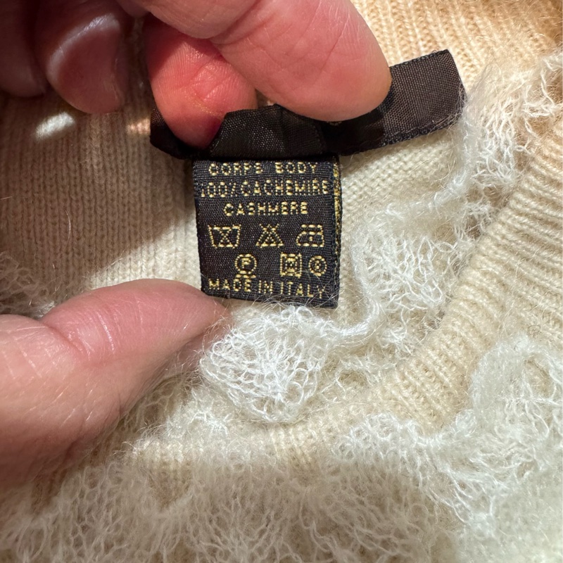 《新歡舊愛》正品LV路易威登米色100%喀什米爾羊絨古典毛衣M-6