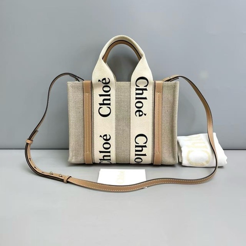 Chloe Woody 帆布托特 奶茶色 小號