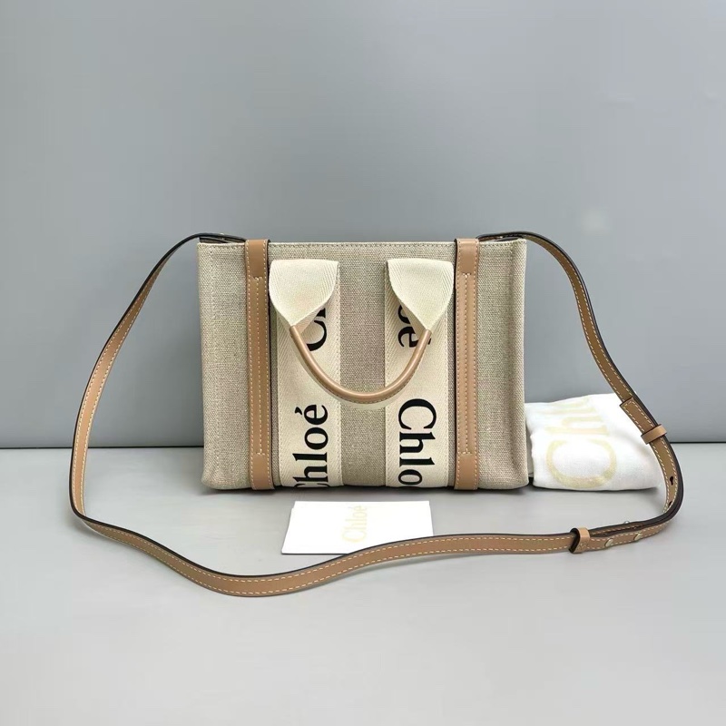 Chloe Woody 帆布托特 奶茶色 小號-1