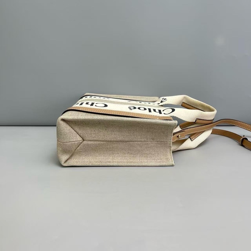 Chloe Woody 帆布托特 奶茶色 小號-2