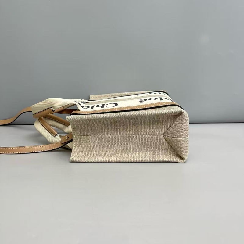 Chloe Woody 帆布托特 奶茶色 小號-3