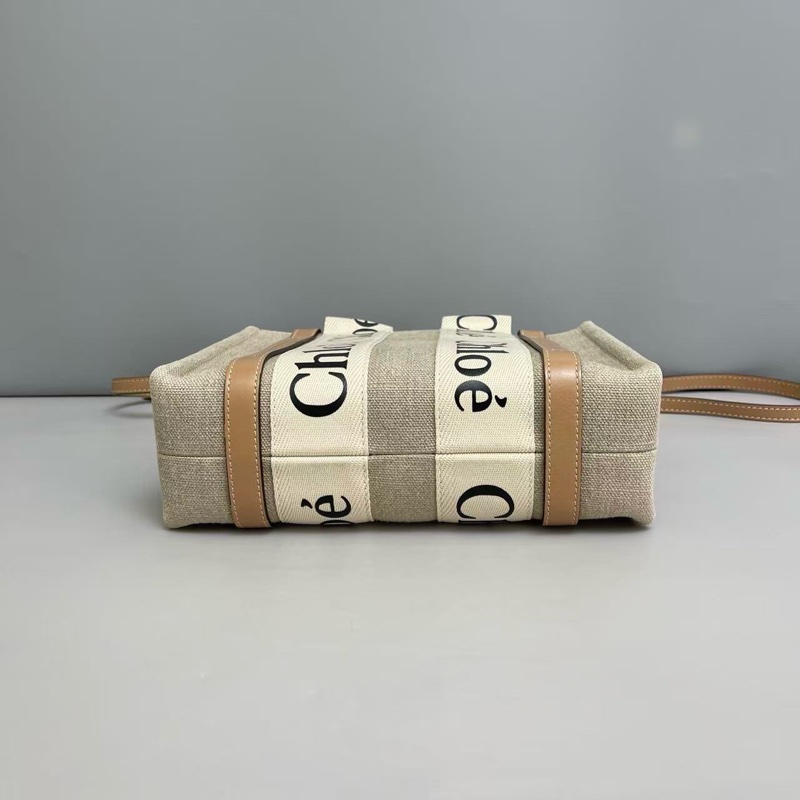 Chloe Woody 帆布托特 奶茶色 小號-4