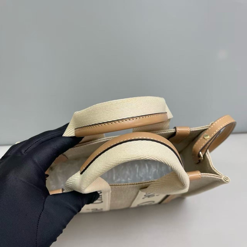 Chloe Woody 帆布托特 奶茶色 小號-5