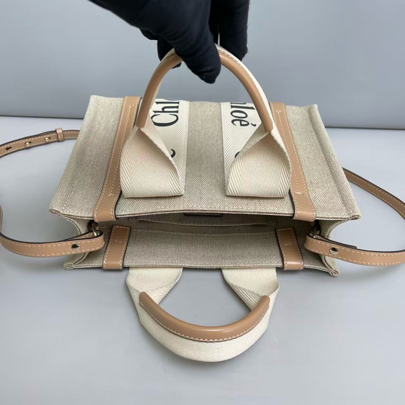 Chloe Woody 帆布托特 奶茶色 小號-6