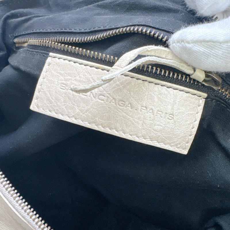 二手正品Balenciaga巴黎世家Classic Day Hobo奶白復古羊皮機車包巴黎世家包巴黎世家機車包肩背-20