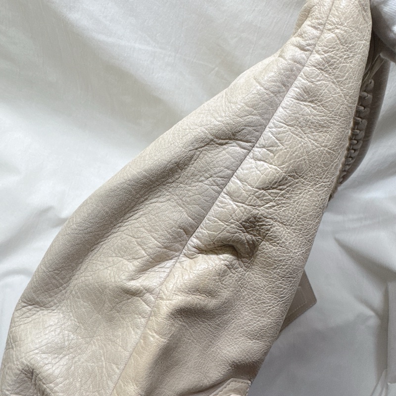 二手正品Balenciaga巴黎世家Classic Day Hobo奶白復古羊皮機車包巴黎世家包巴黎世家機車包肩背-25