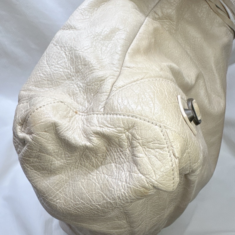 二手正品Balenciaga巴黎世家Classic Day Hobo奶白復古羊皮機車包巴黎世家包巴黎世家機車包肩背-26
