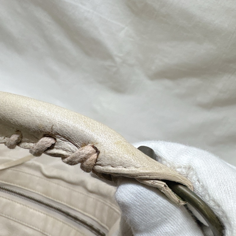 二手正品Balenciaga巴黎世家Classic Day Hobo奶白復古羊皮機車包巴黎世家包巴黎世家機車包肩背-31