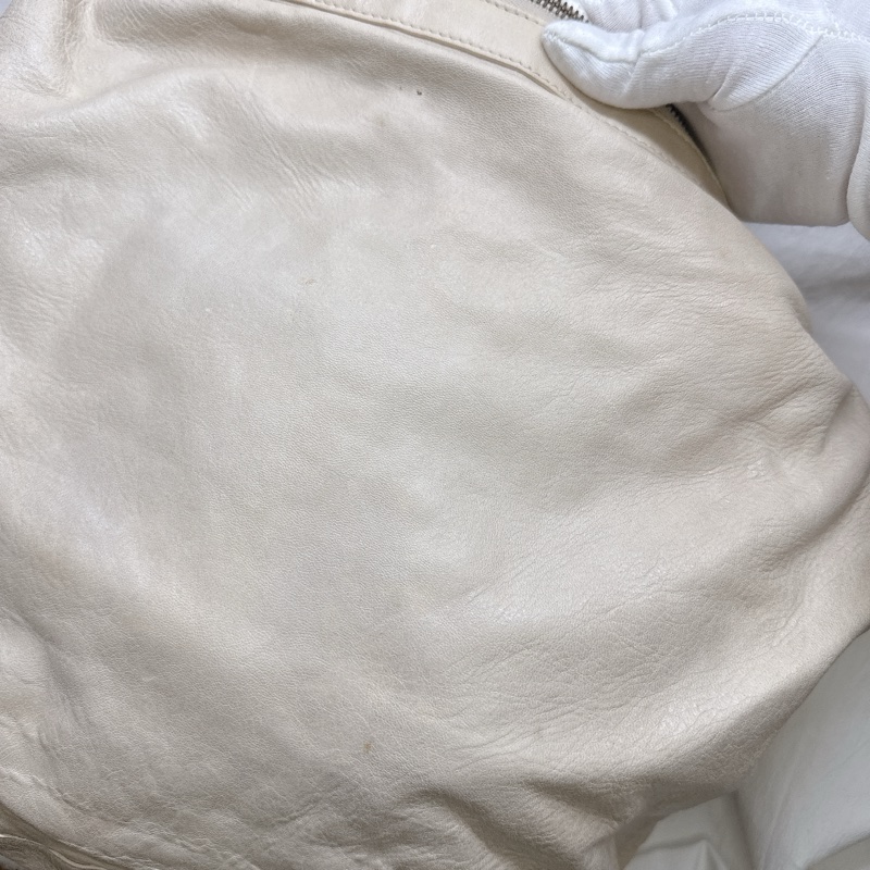 二手正品Balenciaga巴黎世家Classic Day Hobo奶白復古羊皮機車包巴黎世家包巴黎世家機車包肩背-50