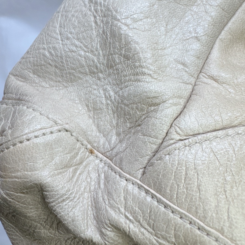 二手正品Balenciaga巴黎世家Classic Day Hobo奶白復古羊皮機車包巴黎世家包巴黎世家機車包肩背-52