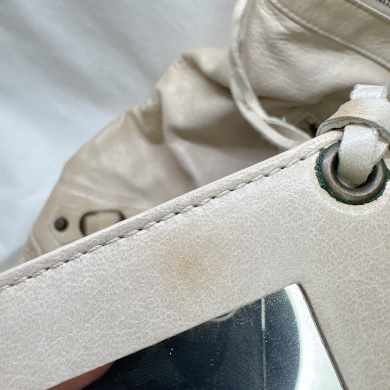 二手正品Balenciaga巴黎世家Classic Day Hobo奶白復古羊皮機車包巴黎世家包巴黎世家機車包肩背-55