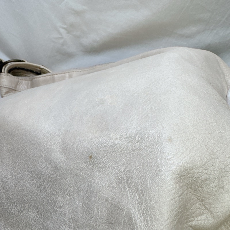 二手正品Balenciaga巴黎世家Classic Day Hobo奶白復古羊皮機車包巴黎世家包巴黎世家機車包肩背-58