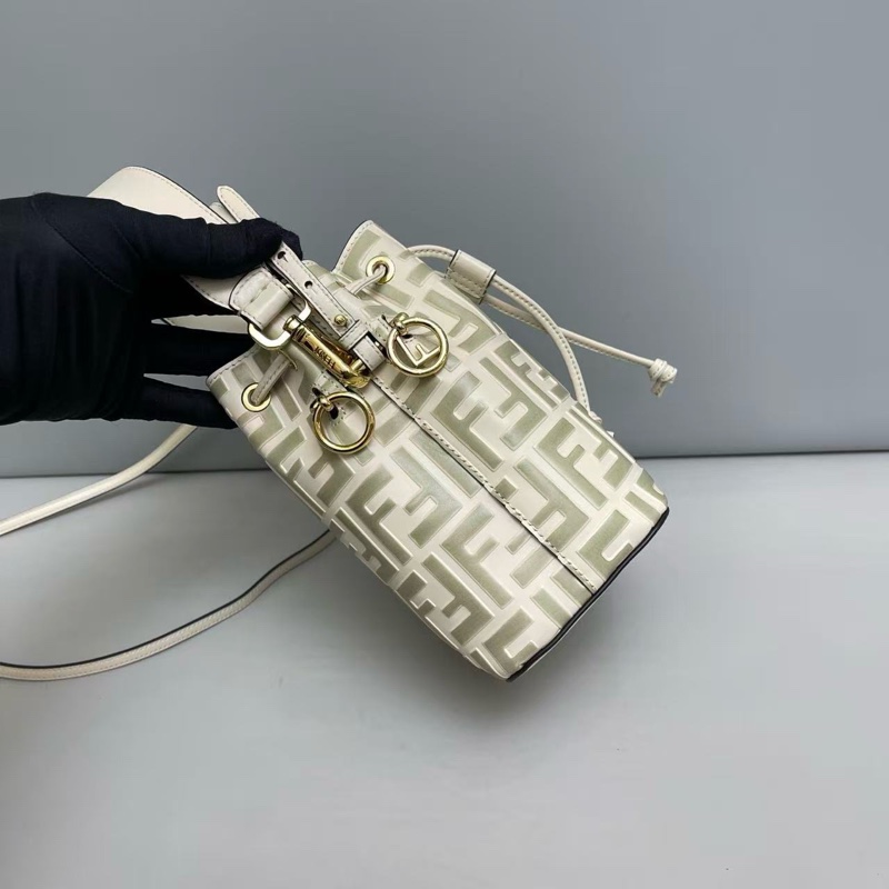Fendi 芬迪 Mon Tresor 拼色雙F Logo 水桶 迷你 抹茶色-3