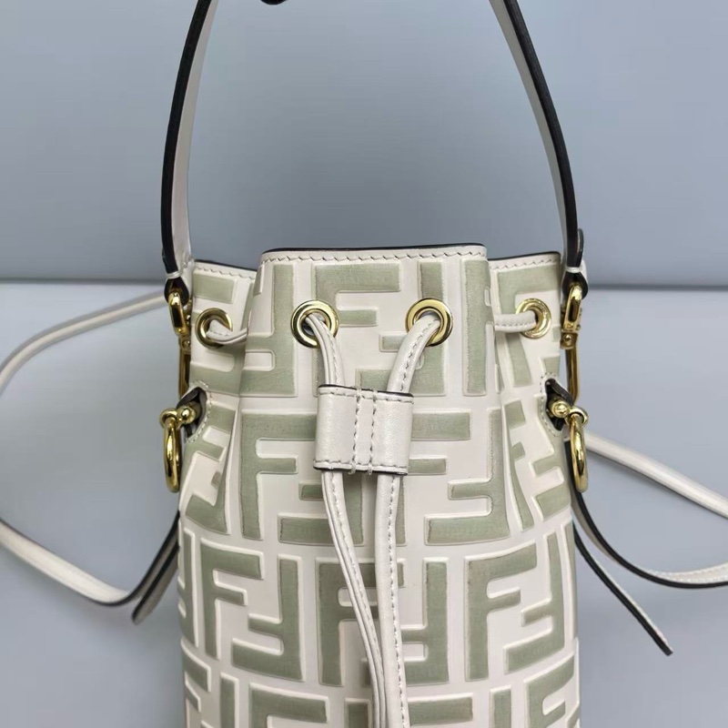 Fendi 芬迪 Mon Tresor 拼色雙F Logo 水桶 迷你 抹茶色-5