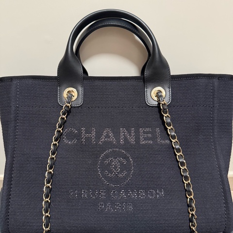 Chanel tote bag 31cm 帆布與金色調金屬  31cm