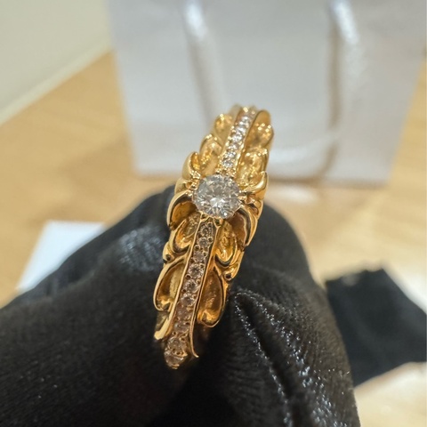 chrome hearts 克羅心22k白鑽十字花戒指