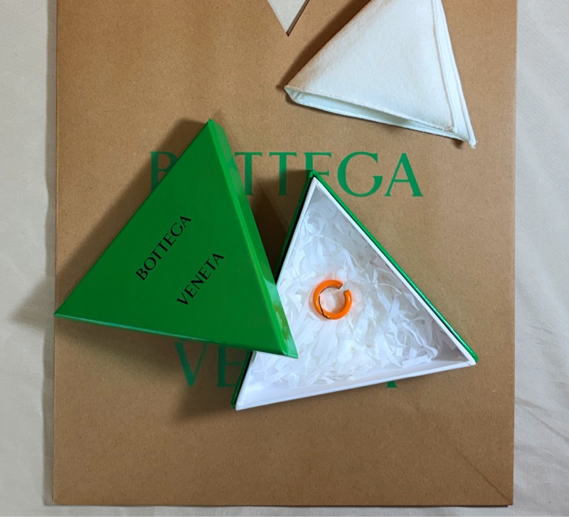 🎁全新盒裝 BV Bottega Veneta 葆蝶家元氣橘 琺瑯 925純銀戒指💍 9號-0