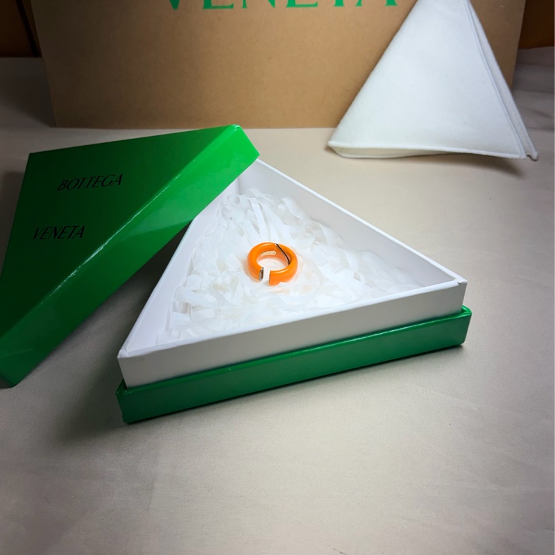 🎁全新盒裝 BV Bottega Veneta 葆蝶家元氣橘 琺瑯 925純銀戒指💍 9號-1