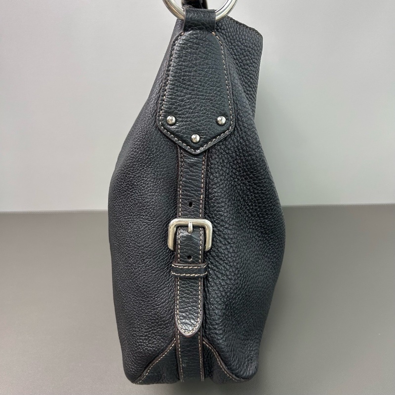 Prada 黑色全皮hobo慵懶肩背包38.5*10*29cm 98新配件塵袋-4
