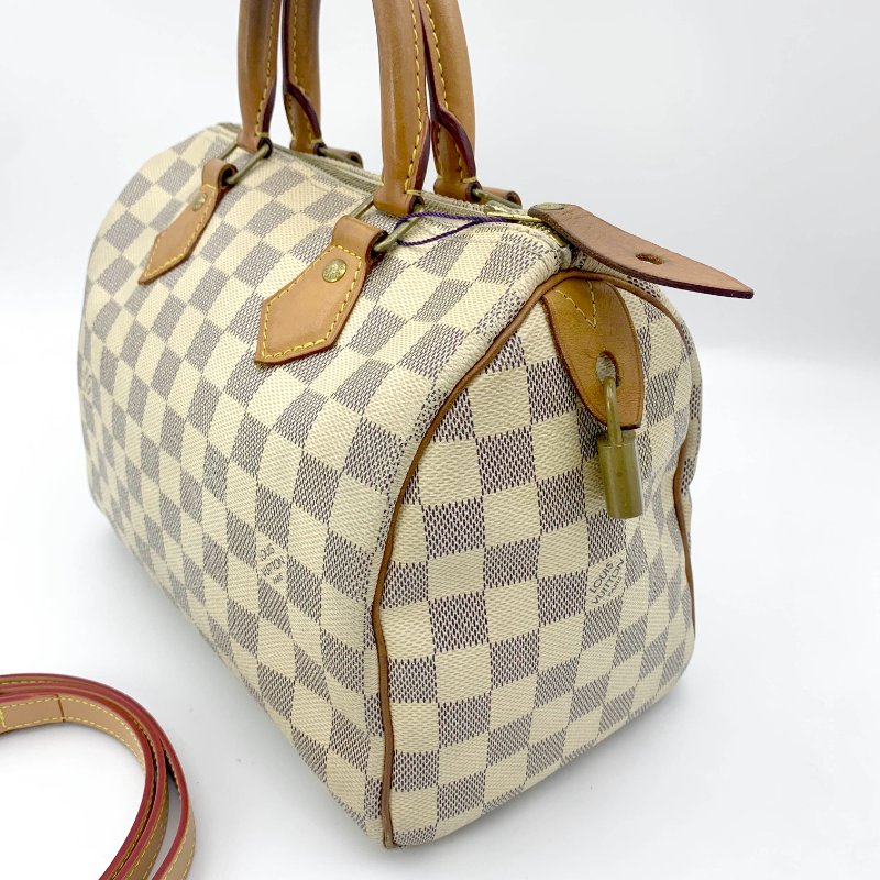 Louis Vuitton 經典白棋盤 speedy 25，LV路易威登，波士頓包，側背包，二手真品，現貨，免運-1