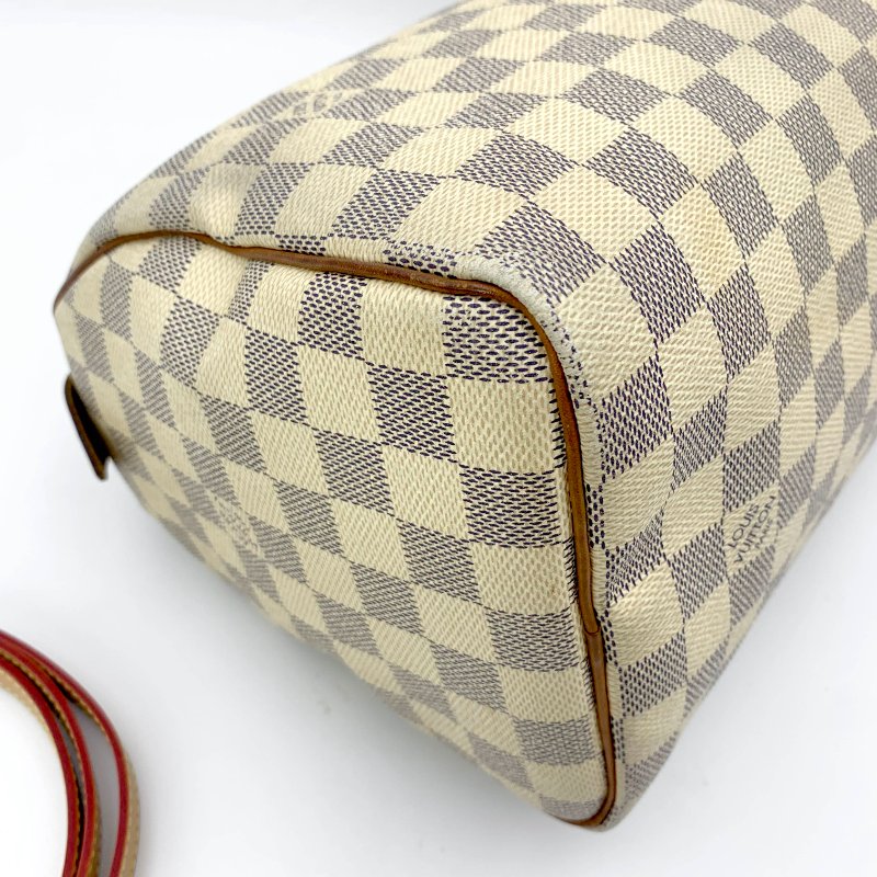 Louis Vuitton 經典白棋盤 speedy 25，LV路易威登，波士頓包，側背包，二手真品，現貨，免運-20