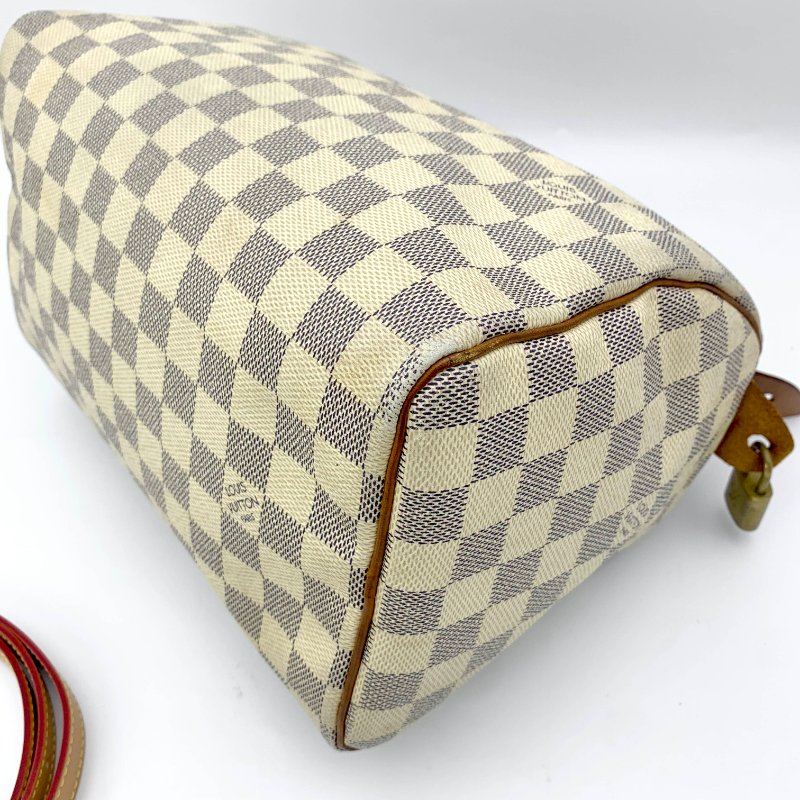 Louis Vuitton 經典白棋盤 speedy 25，LV路易威登，波士頓包，側背包，二手真品，現貨，免運-21