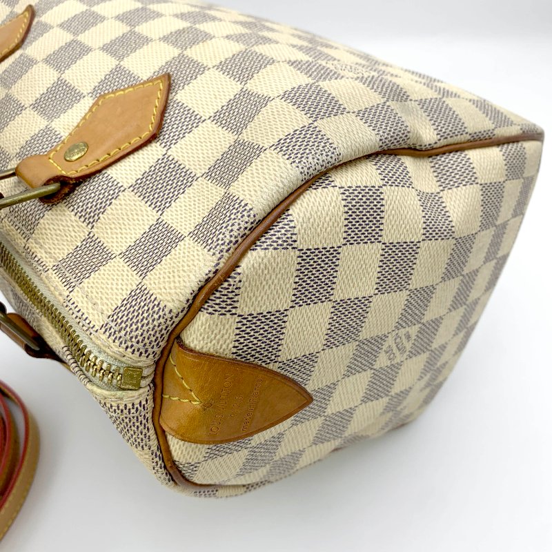 Louis Vuitton 經典白棋盤 speedy 25，LV路易威登，波士頓包，側背包，二手真品，現貨，免運-23